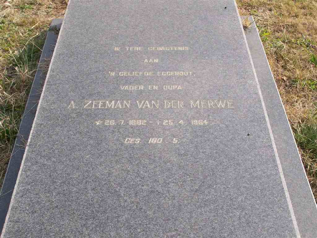 MERWE A. Zeeman, van der 1882-1964