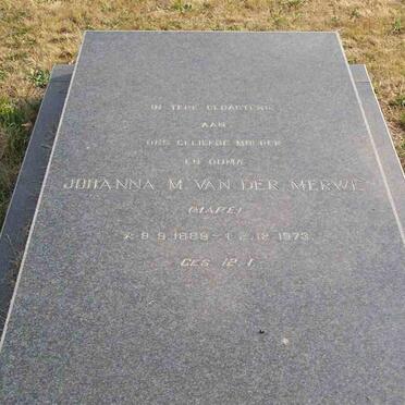 MERWE Johanna M., van der nee MARE 1889-1973