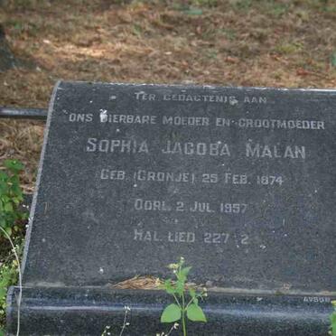 MALAN Sophia Jacoba nee CRONJE 1874-1957