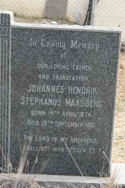 MAASBERG Johannes Hendrik Stephanus 1874-1961