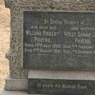 PAVERD William Robert 1882-1941 &amp; Violet Sarah Jane 1884-1942