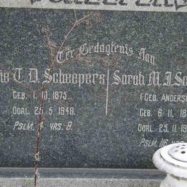 SCHEEPERS C.D. 1875-1948 &amp; Sarah M.J. ANDERSON 1892-1940