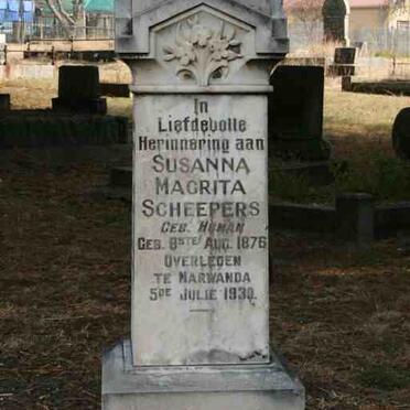 SCHEEPERS Petrus Lafras 1871-1939 &amp; Susanna Magrita HUMAN 1876-1930