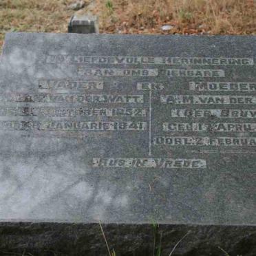 WATT H.J.S., van der 1852-1941 &amp; A.M. BRUWER 1859-1941