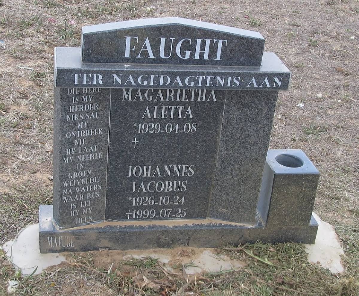FAUGHT Johannes Jacobus 1926-1999 &amp; Magarietha Aletta 1929-