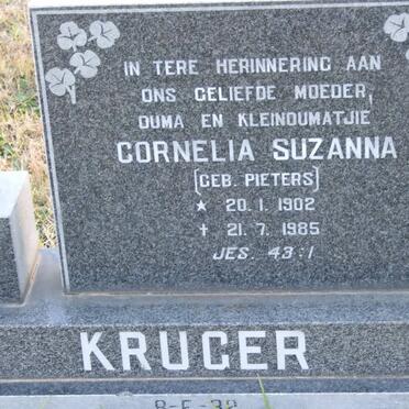 KRUGER Cornelia Suzanna nee PIETERS 1902-1985