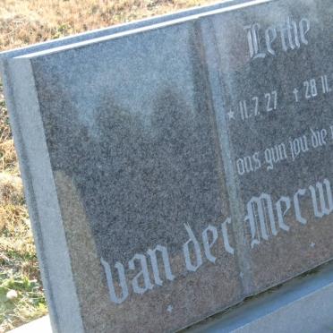 MERWE Lethe, van der 1927-1986