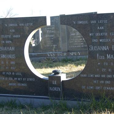 ROUX Abraham Hermanus, le 1910-1987 &amp; Susanna Elizabeth MARAIS 1908-1985
