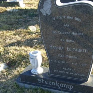 STEENKAMP Martha Elizabeth nee BURGER 1911-1987