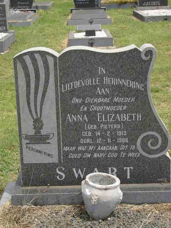 SWART Anna Elizabeth neé PIETERS 1913-1986