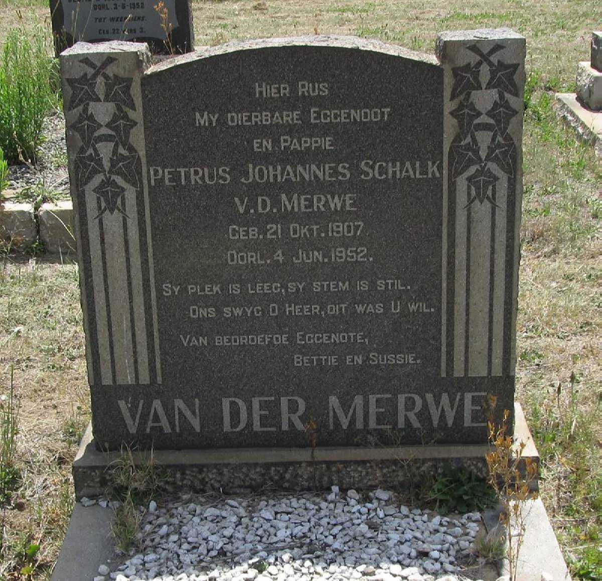 MERWE Petrus Johannes Schalk, v.d. 1907-1952