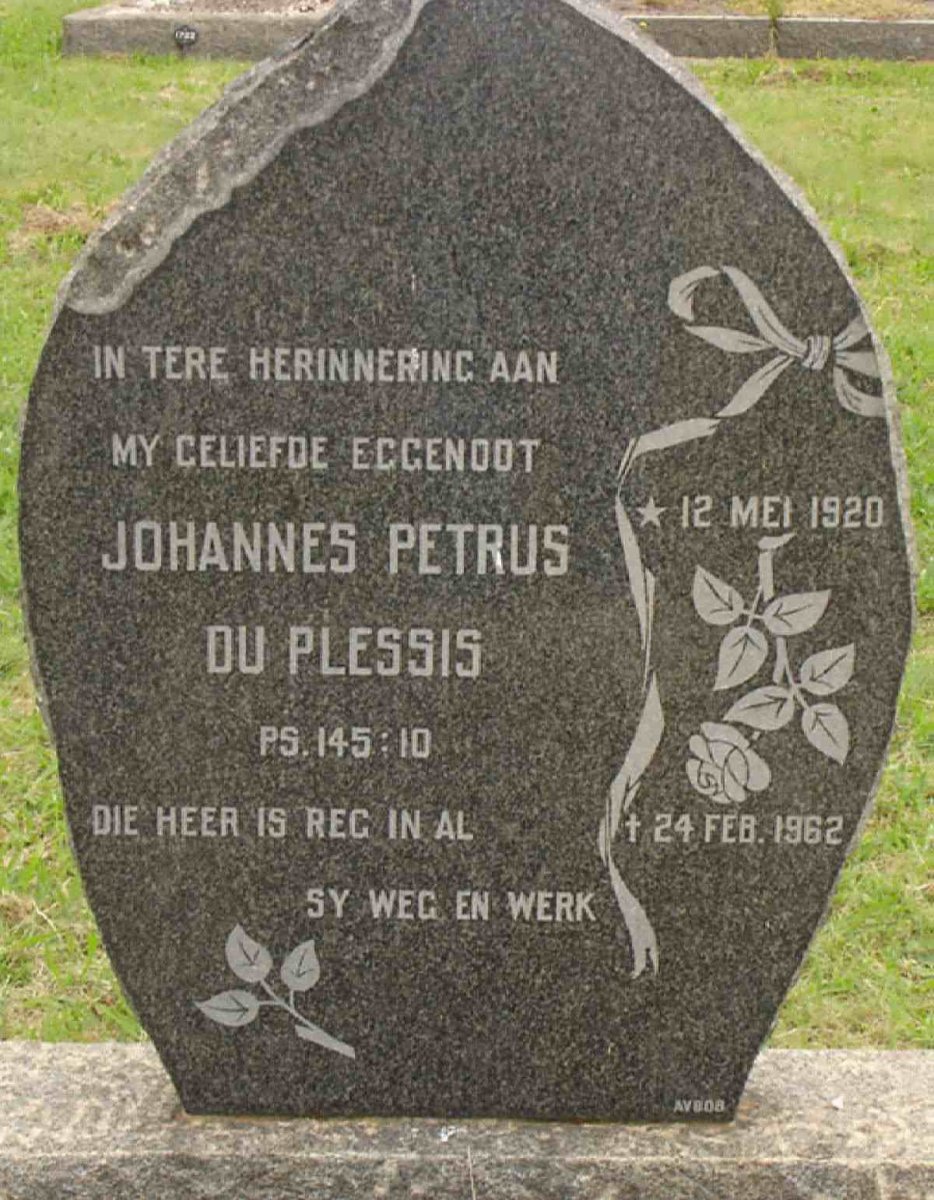 PLESSIS Johannes Petrus, du 1920-1962
