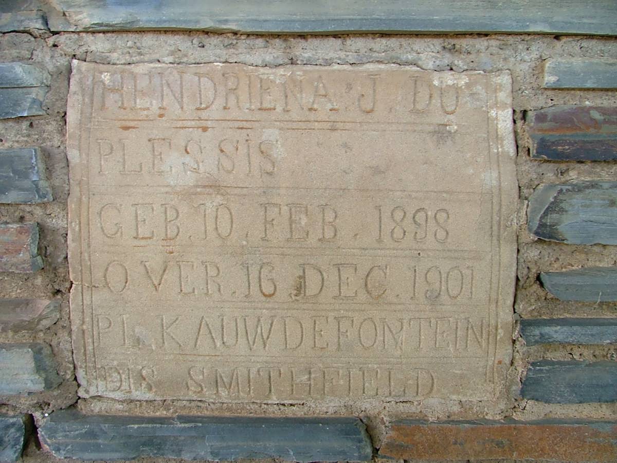 PLESSIS Hendriena J., du 1898-1901