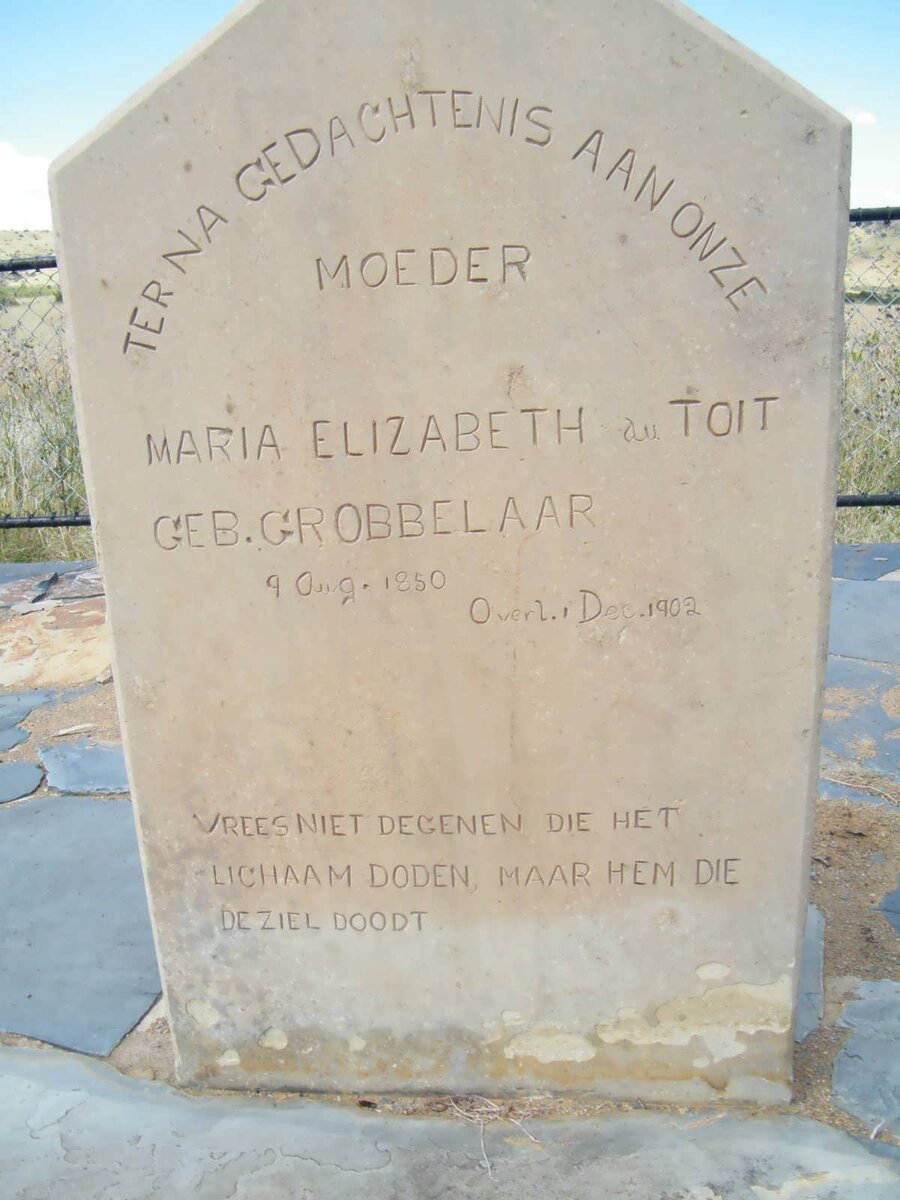 TOIT Maria Elizabeth, du nee GROBBELAAR 1850-1902