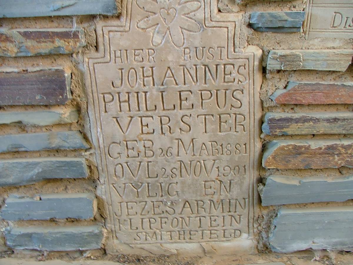 VERSTER Johannes Phillipus 1881-1901