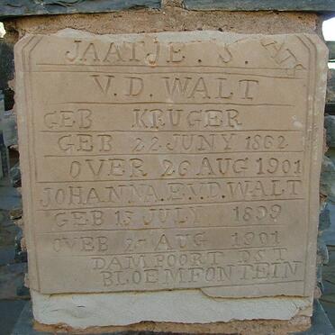 WALT Jaatje S., v.d. nee KRUGER 1862-1901 :: WALT Johanna E., v.d. 1899-1901