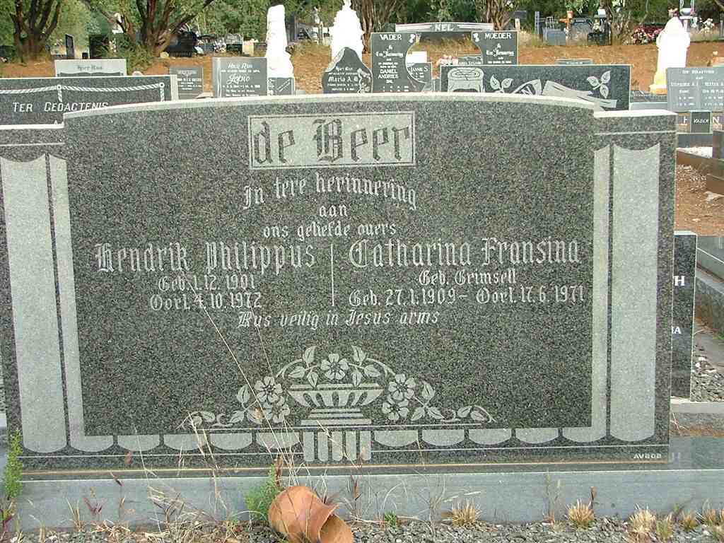 BEER Hendrik Philippus, de 1901-1972 &amp; Catharina Fransina GRIMSELL 1909-1971