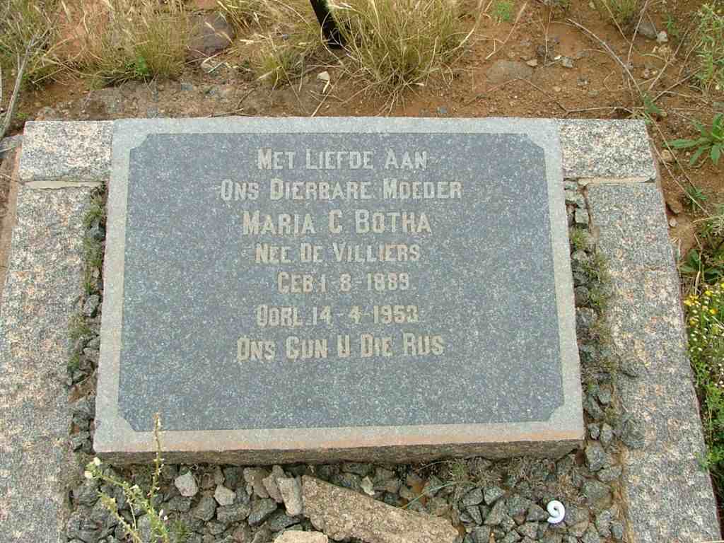 BOTHA Maria G. nee DE VILLIERS 1889-1953