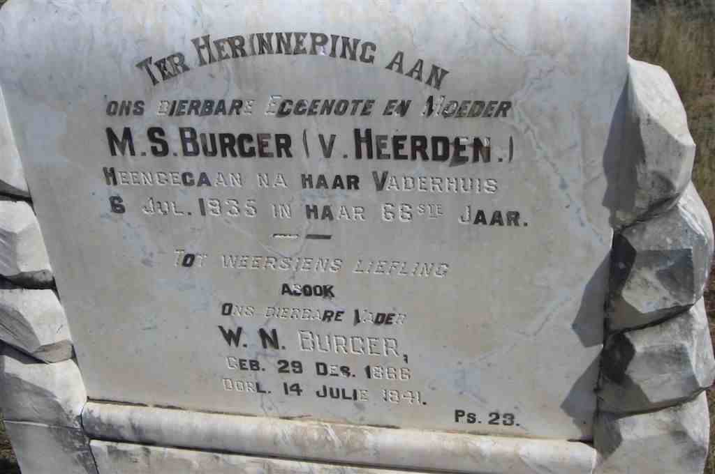 BURGER W.N. 1866-1941 &amp; M.S. V. HEERDEN -1935