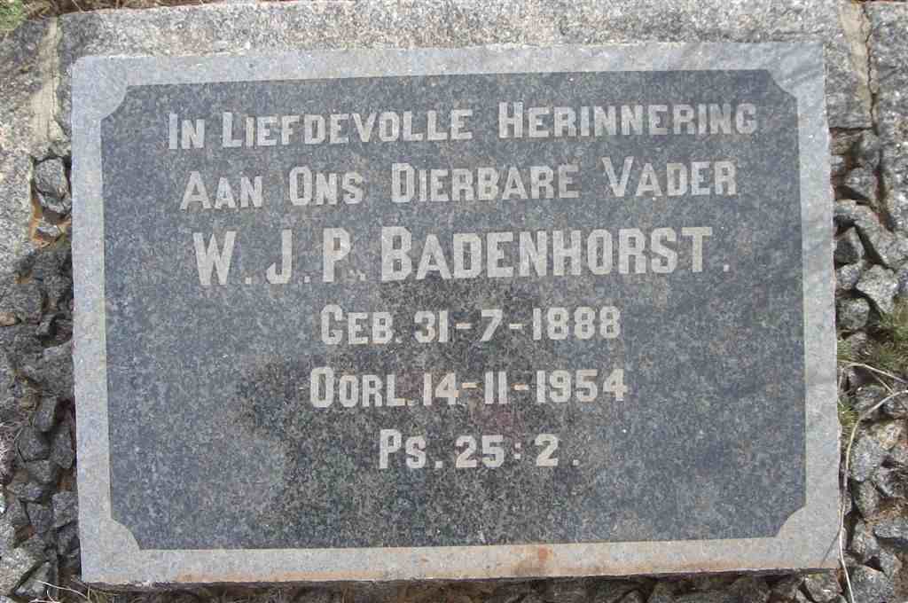 BADENHORST W.J.P. 1888-1954