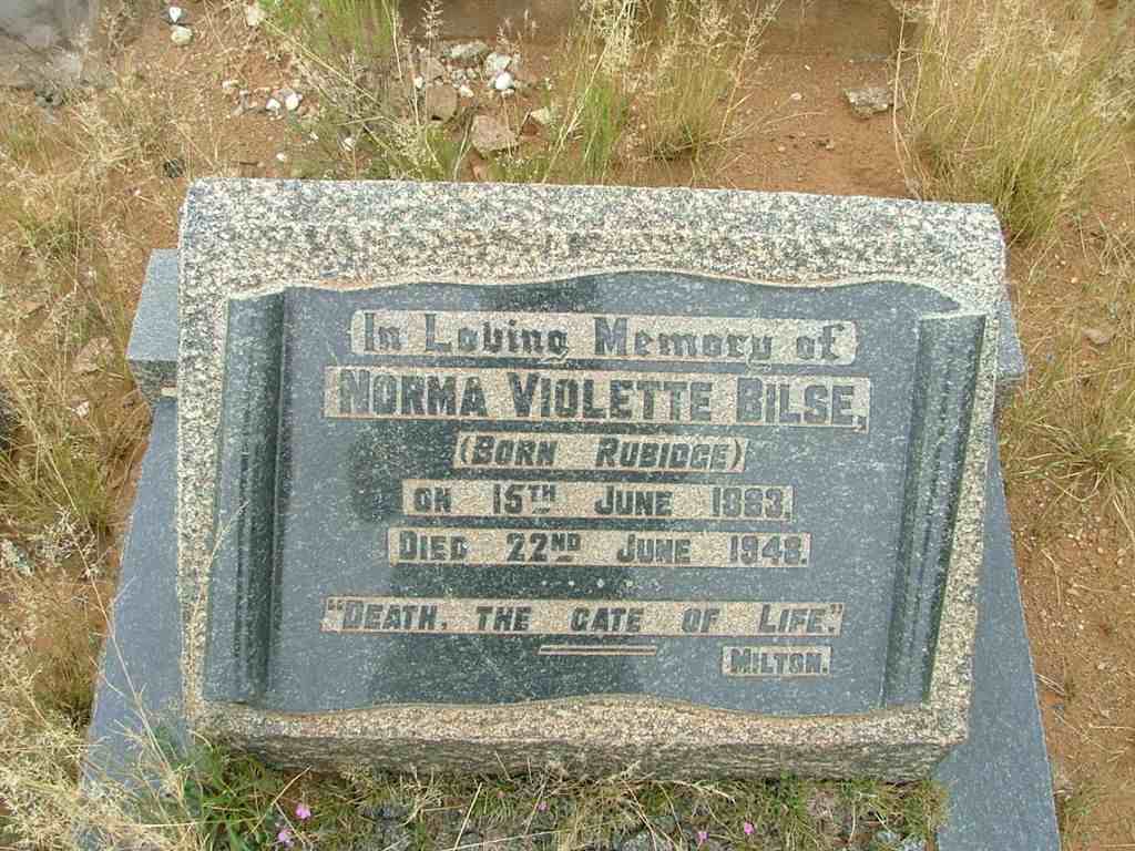 BILSE Norma Violette nee RUBIDGE 1883-1948