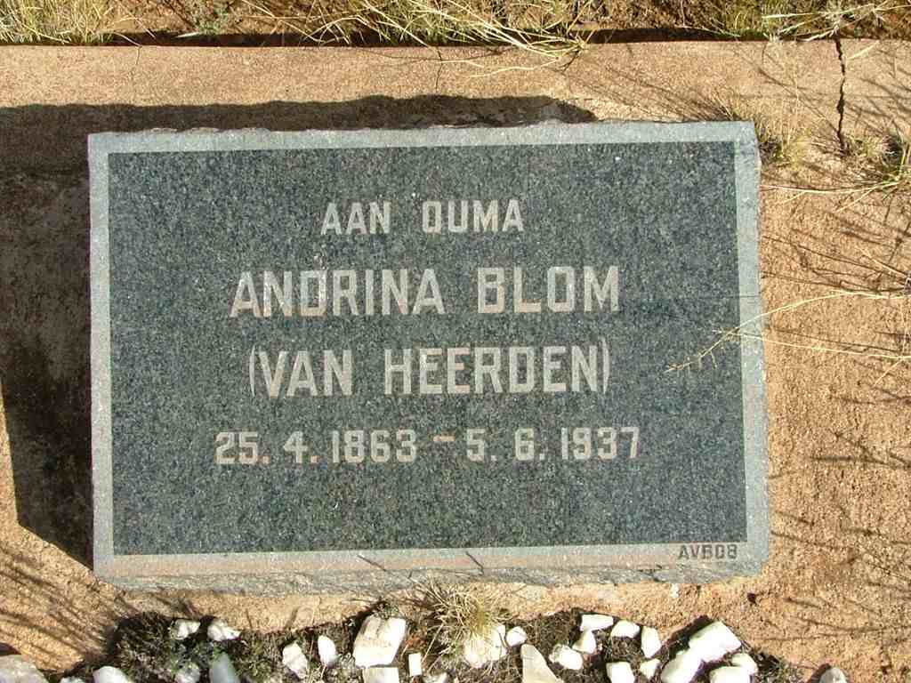 BLOM Andrina nee VAN HEERDEN 1863-1937