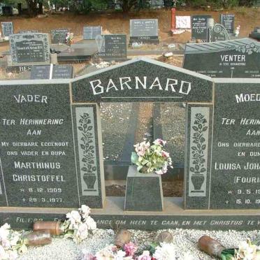 BARNARD Marthinus Christoffel 1909-1977 &amp; Louisa Johanna C. FOURIE 1913-1990