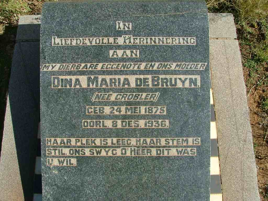 BRUYN Dina Maria, de nee GROBLER 1875-1936