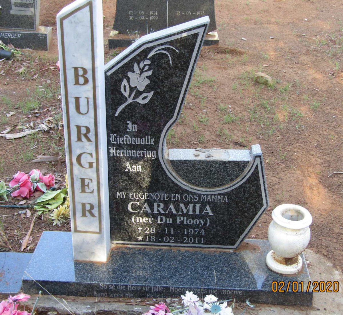 BURGER Caramia nee DU PLOOY 1974-2011