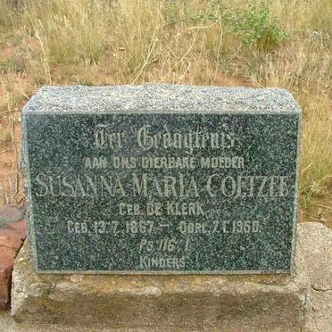 COETZEE Susanna Maria nee DE KLERK 1867-1950