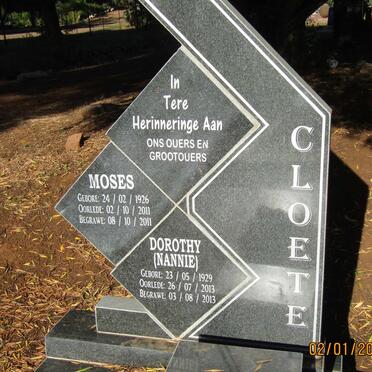 CLOETE Moses 1926-2011 &amp; Dorothy 1929-2013