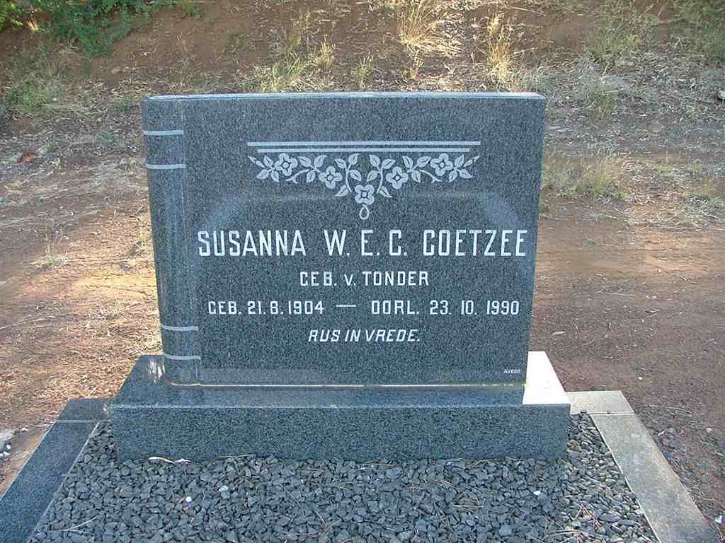 COETZEE Susanna W.E.C. nee V. TONDER 1904-1990