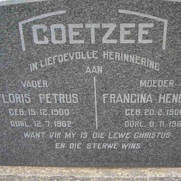 COETZEE Floris Petrus 1900-1962 &amp; Francina Hendrina 1906-1966