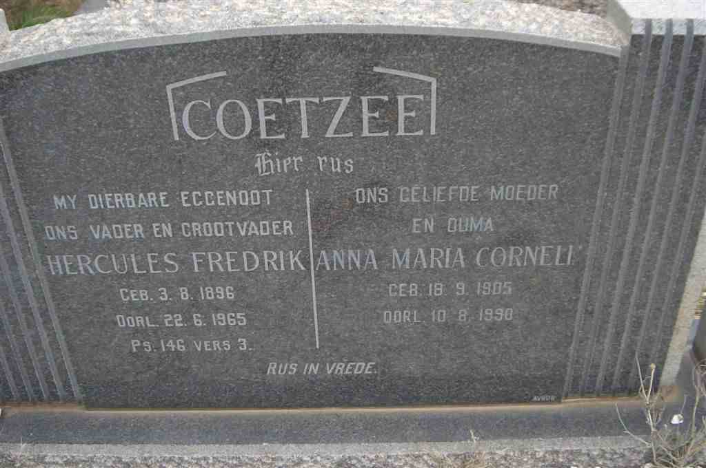 COETZEE Hercules Fredrik 1896-1965 &amp; Anna Maria Cornelia 1905-1990