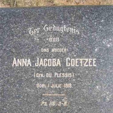 COETZEE Anna Jacoba nee DU PLESSIS -1918