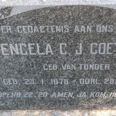 COETZEE Engela C.J. nee VAN TONDER 1878-1960