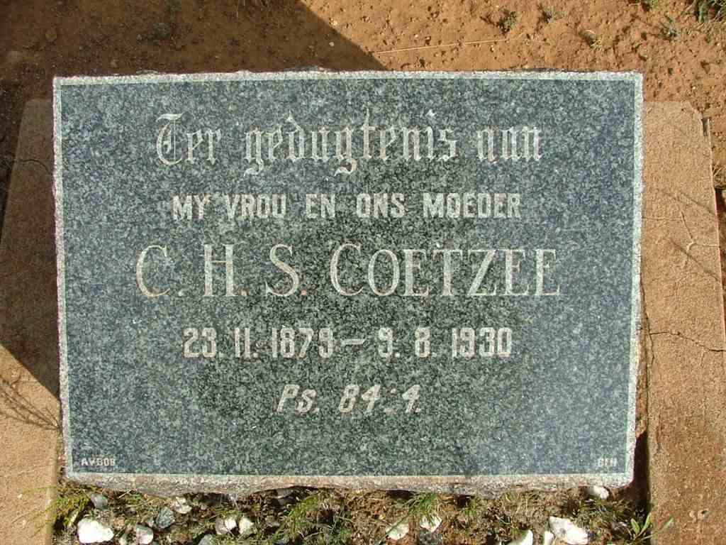 COETZEE C.H.S. 1879-1930