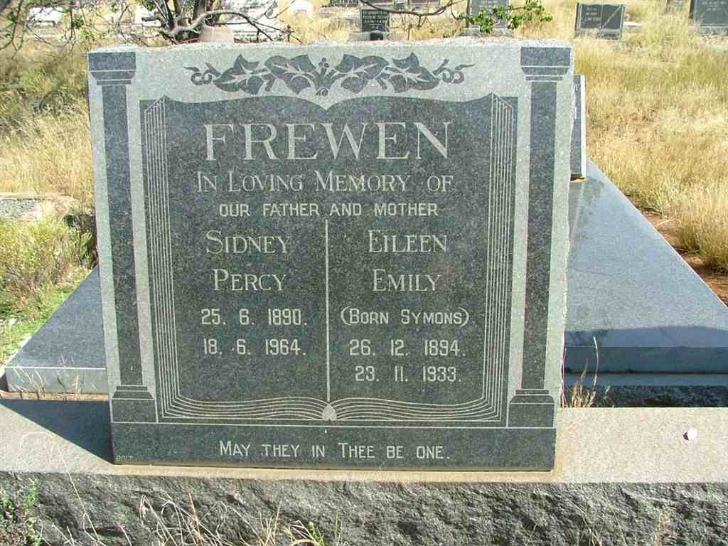 FREWEN Sidney Percy 1890-1964 &amp; Eileen Emily SYMONS 1894-1933