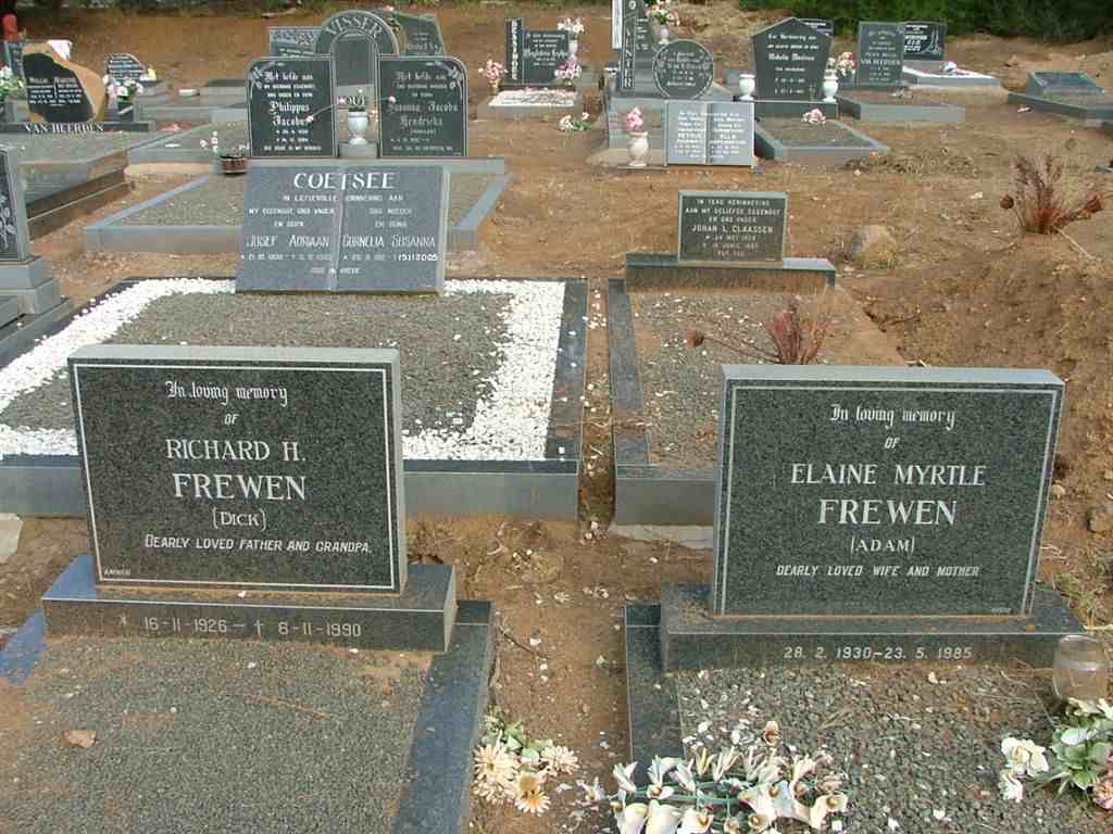 FREWEN Richard H. 1926-1990 &amp; Elaine Myrtle ADAM 1930-1985