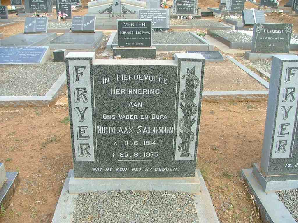 FRYER Nicolaas Salomon 1914-1975