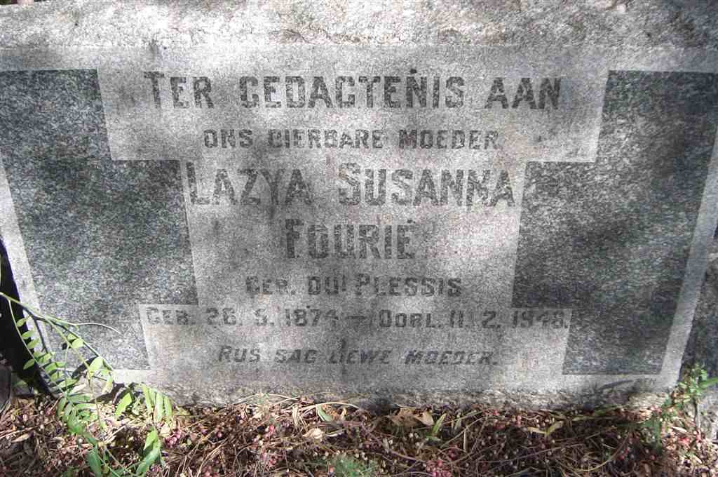 FOURIE Lazya Susanna nee DU PLESSIS 1874-1948