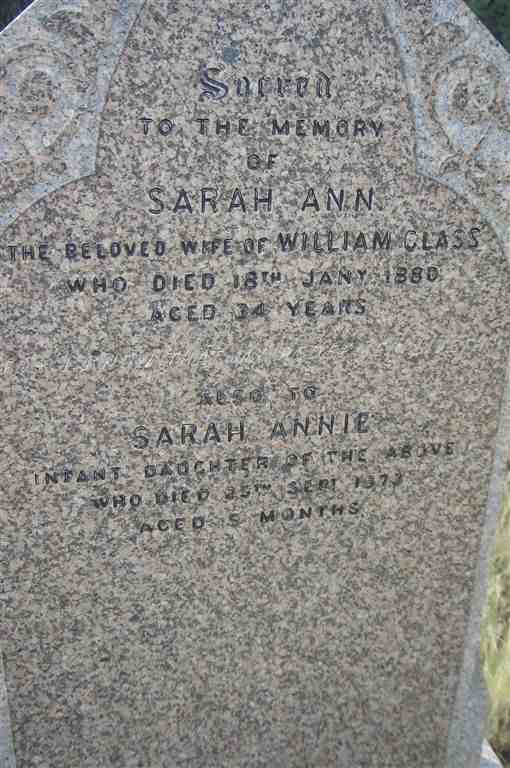 GLASS Sarah Ann -1880 :: GLASS Sarah Annie -1873
