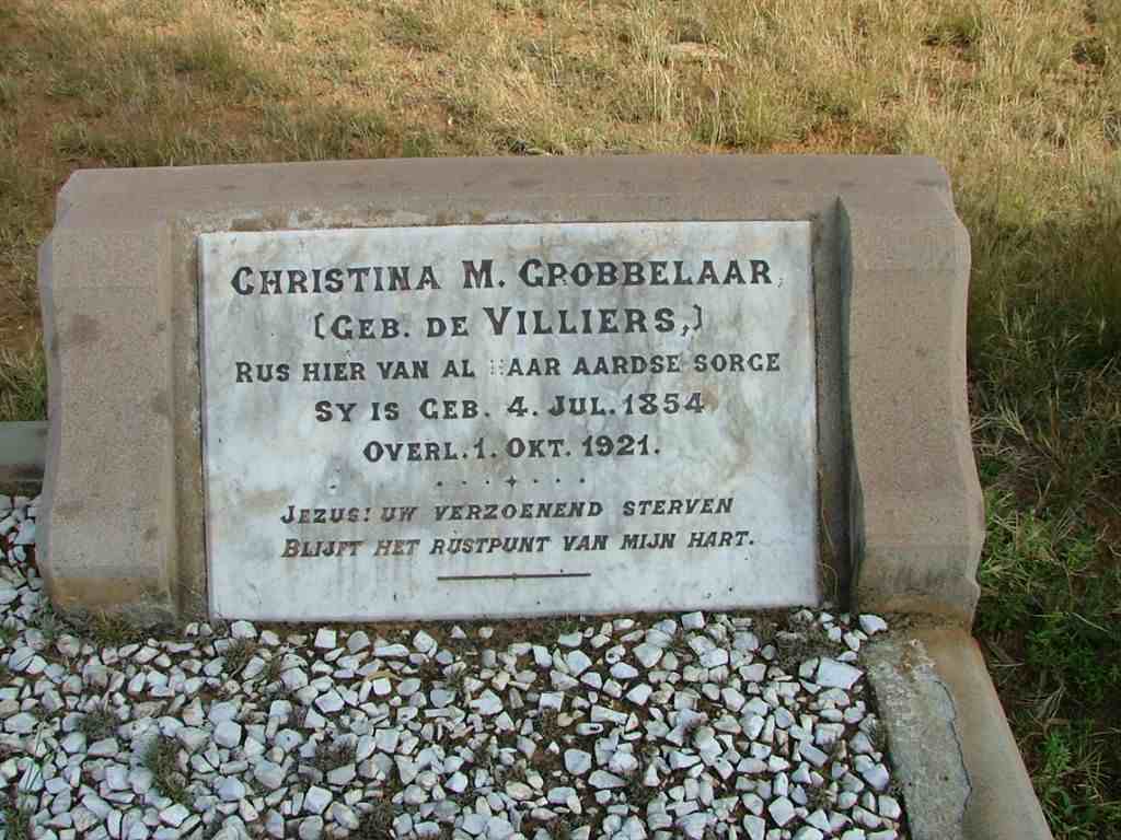 GROBBELAAR Christina M. nee DE VILLIERS 1854-1921