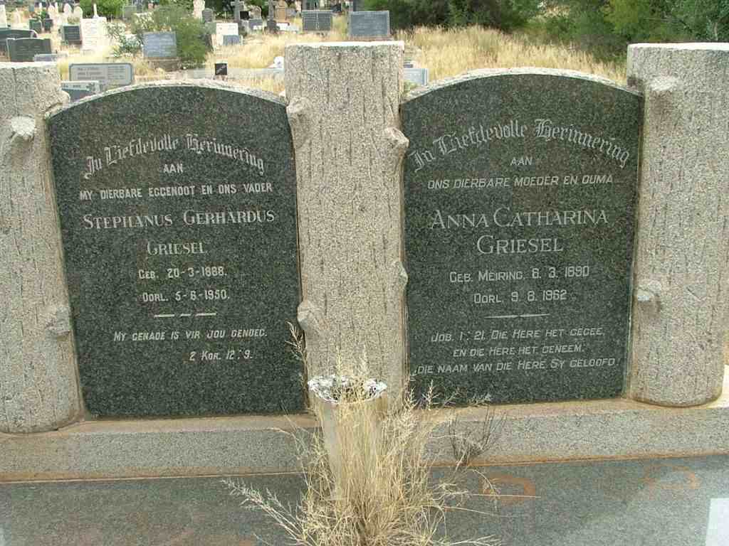GRIESEL Stephanus Gerhardus 1888-1950 &amp; Anna Catharina MEIRING 1890-1962
