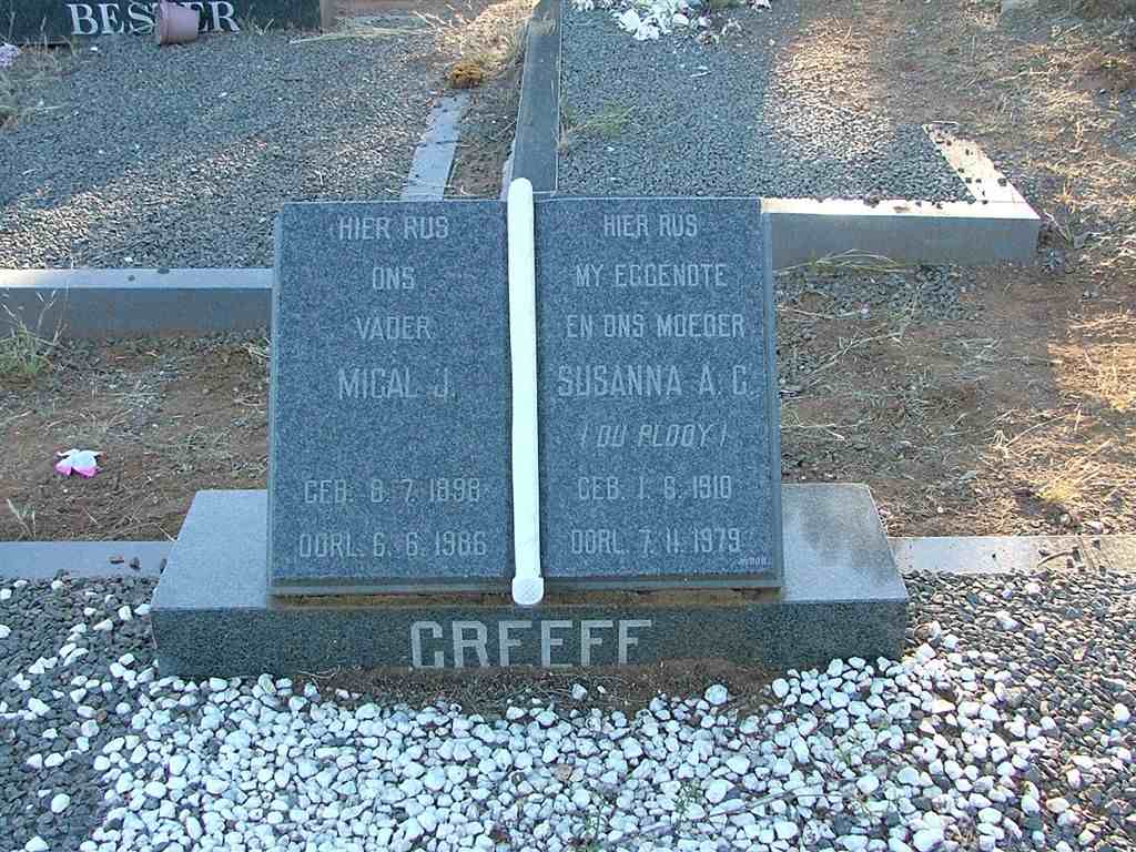 GREEFF Michal J. 1898-1986 &amp; Susanna A.C. DU PLOOY 1910-1979