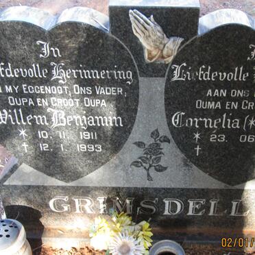 GRIMSDELL Willem Benjamin 1911-1993 &amp; Cornelia V.D. HEEVER 1914-