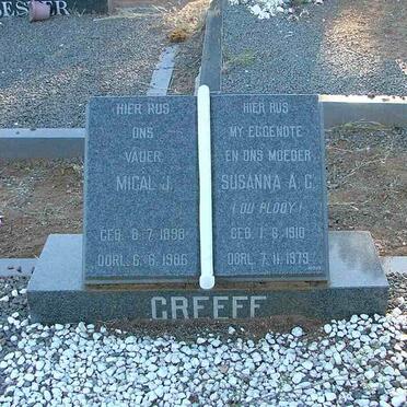 GREEFF Michal J. 1898-1986 &amp; Susanna A.C. DU PLOOY 1910-1979