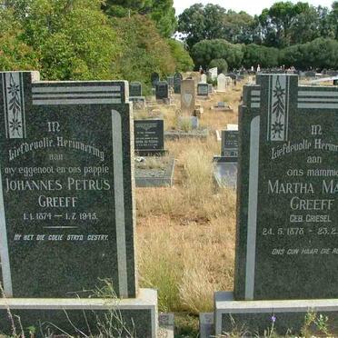 GREEFF Johannes Petrus 1874-1945 &amp; Martha Maria GRIESEL 1878-1962