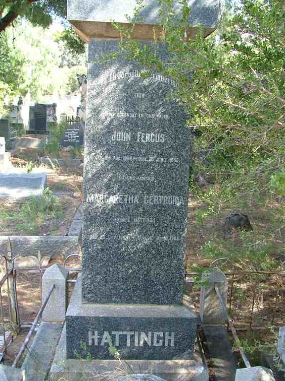 HATTINGH John Fergus 1882-1942 &amp; Margaretha Gertruida HATTINGH 1888-1968