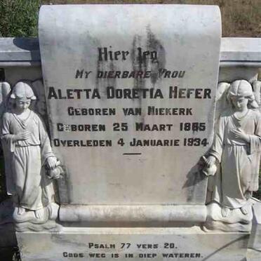 HEFER Aletta Doretia nee VAN NIEKERK 1885-1934